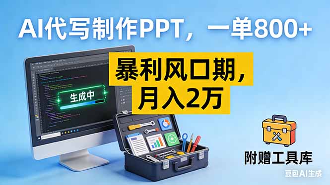 AI代写制作PPT,一单800+, 暴利风口期,月入2万【附工具】-皮皮网创