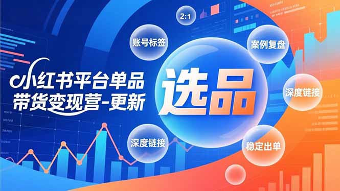 小红书平台单品带货变现营-更新，极致选品、账号标签、案例复盘，深度链接，快速启动稳定出单-皮皮网创