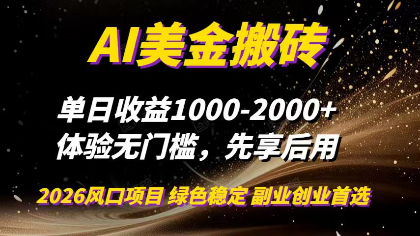 AI美金搬砖，单日收益1000-2000+，2025风口项目，可以副业，可以全职，可以工作室放大-皮皮网创