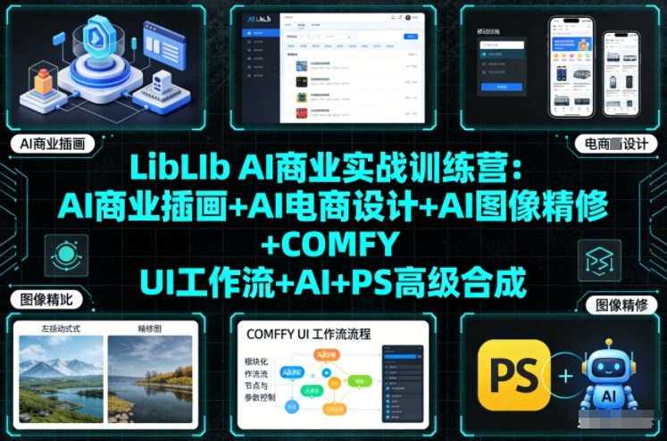 LibLIb AI商业实战训练营：AI商业插画+AI电商设计+AI图像精修+COMFY UI工作流+AI+PS高级合成-皮皮网创