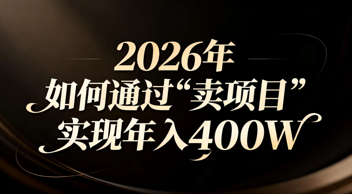 2026年如何通过“卖项目”实现年入百万-皮皮网创
