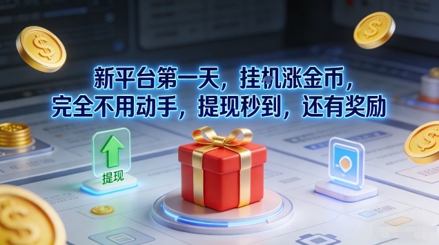 新平台第一天，挂G涨金币，完全不用动手，提现秒到，还有奖励【揭秘】-皮皮网创