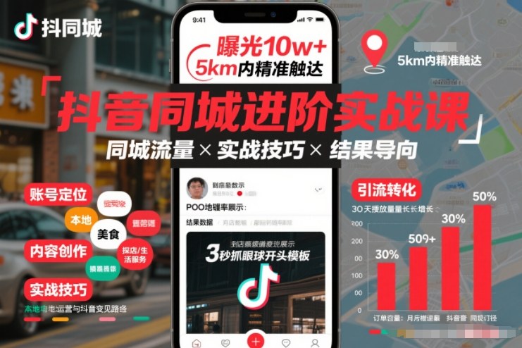 抖音同城进阶实战课，助你同城流量拿到结果-皮皮网创