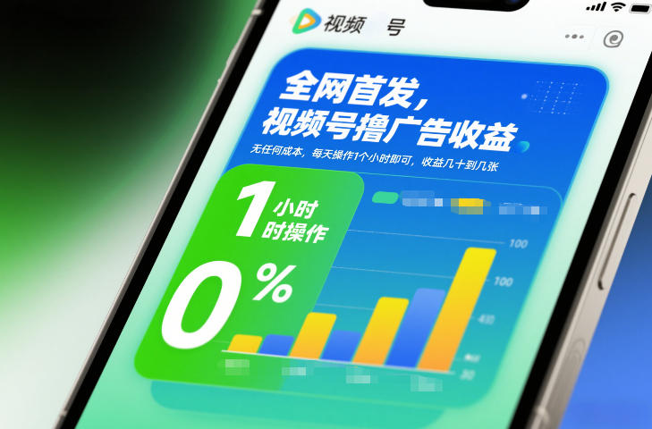 全网首发，视频号撸广告收益，无任何成本，每天操作1个小时即可，收益几十到几张-皮皮网创