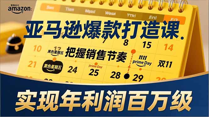 亚马逊爆款打造课,大促节点、全年规划、淡旺季打法,把握销售节奏,实现年利润百万级-皮皮网创