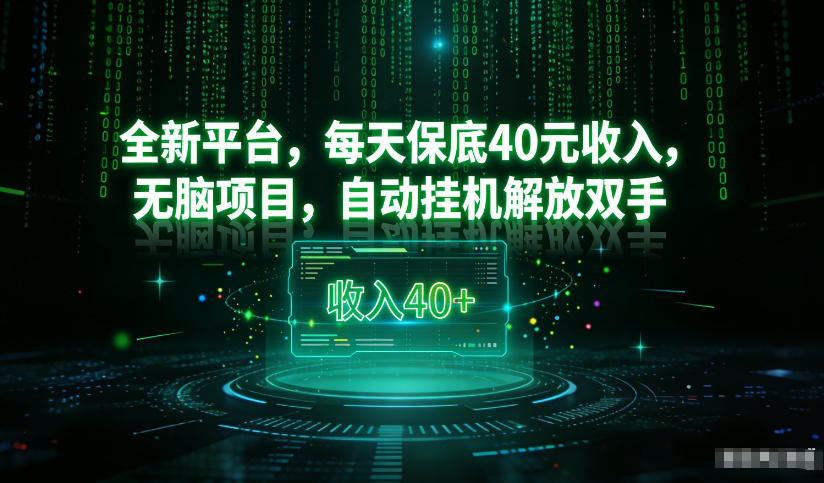 最新看广平台，每天保底30-4米，无脑项目，自动挂G解放双手【揭秘】-皮皮网创