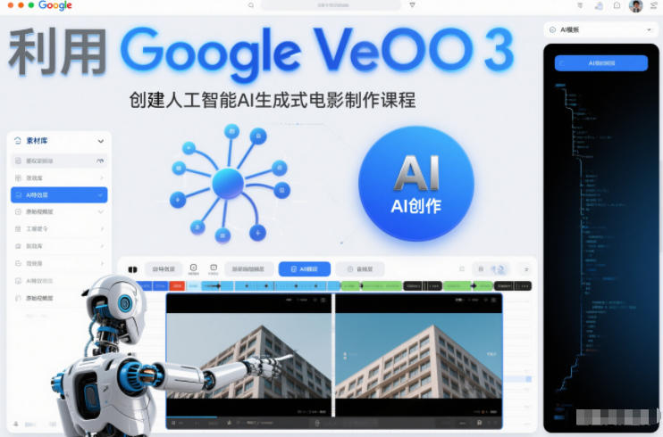 利l用Google Veo 3创建人工智能AI生成式电影制作课程,使用人工智能的力量创建令人惊叹的视频-皮皮网创