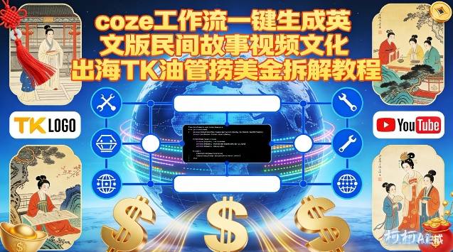 Coze扣子工作流一键生成英文版民间故事视频，文化出海TK油管捞美金拆解教程-皮皮网创