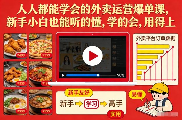 人人都能学会的外卖运营爆单课，新手小白也能听的懂，学的会，用得上-皮皮网创