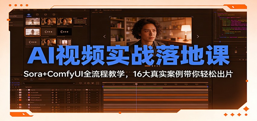AI视频实战落地课：Sora+ComfyUI全流程教学，16大真实案例带你轻松出片-皮皮网创