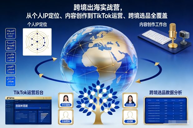 跨境出海实战营，从个人IP定位、内容创作到TikTok运营、跨境选品全覆盖-皮皮网创