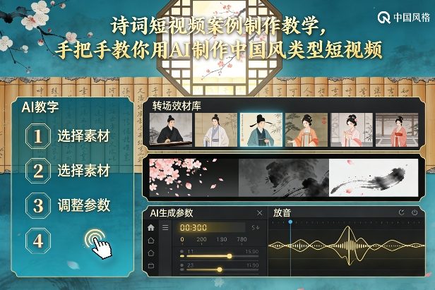 古诗词短视频案例制作教学，手把手教你用AI制作中国风类型短视频-皮皮网创