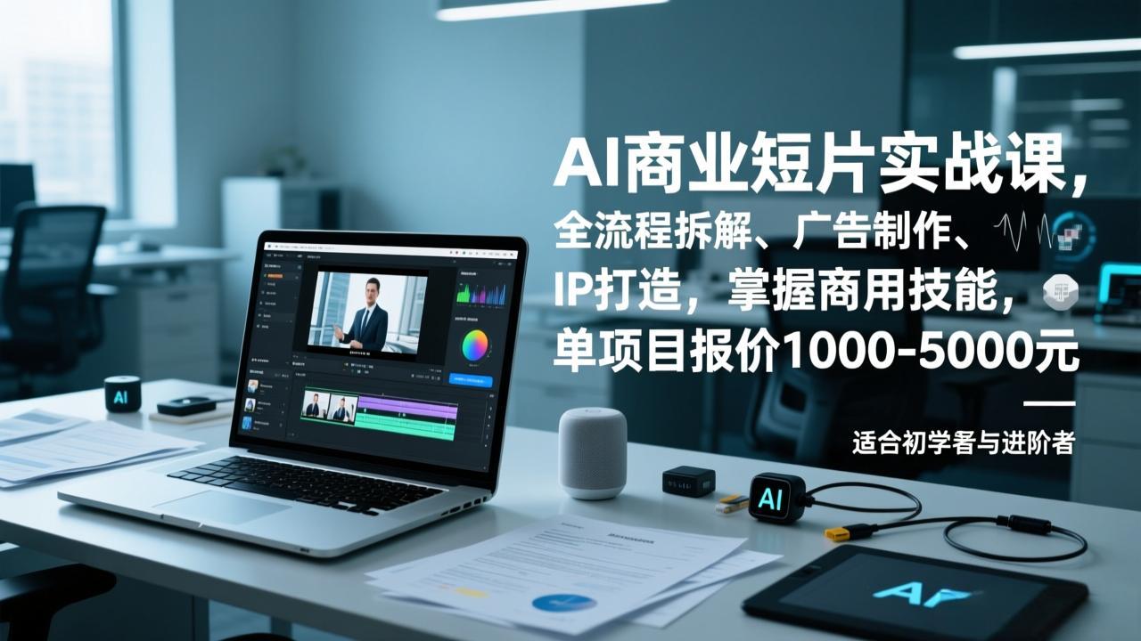 AI商业短片实战课,全流程拆解、广告制作、IP打造,掌握商用技能,单项目报价1000-5000元-皮皮网创