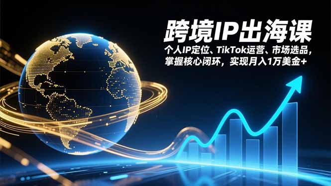 跨境IP出海课,个人IP定位、TikTok运营、市场选品,掌握核心闭环,实现月入1万美金+-皮皮网创
