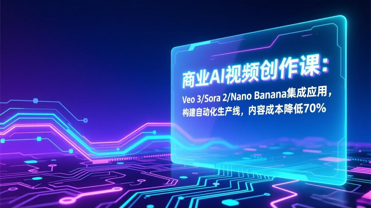 商业AI视频创作课：Veo 3/Sora 2/Nano Banana集成应用，构建自动化生产线，内容成本降低70%-皮皮网创