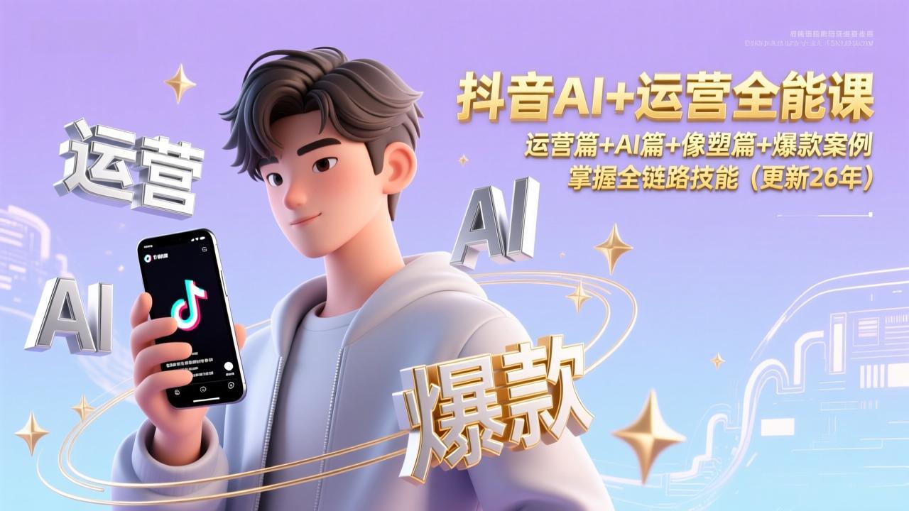 抖音AI+运营全能课,运营篇+AI篇+像塑篇+爆款案例,掌握全链路技能(更新26年-皮皮网创