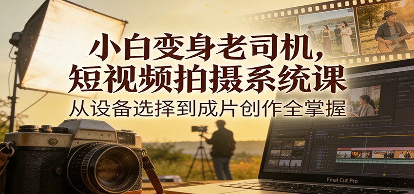 小白变身老司机，短视频拍摄系统课，从设备选择到成片创作全掌握-皮皮网创