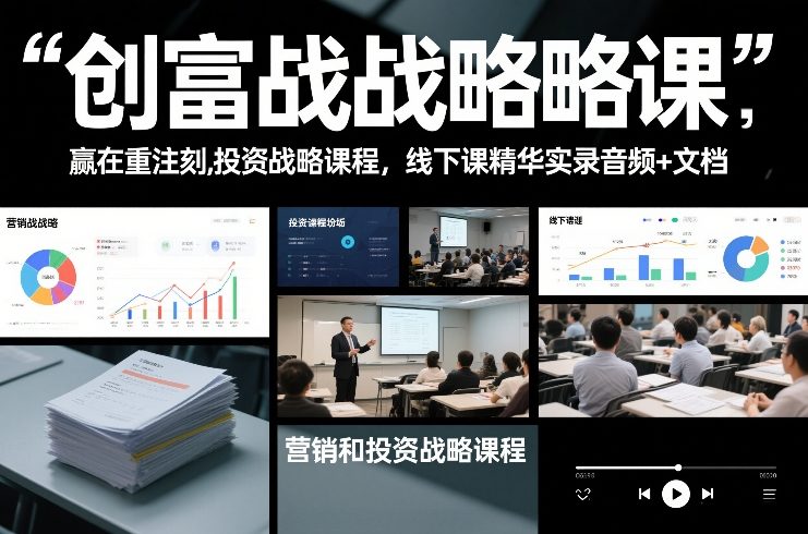 创富战略课，赢在重注时刻，营销和投资战略课程，线下课精华实录音频+文档-皮皮网创