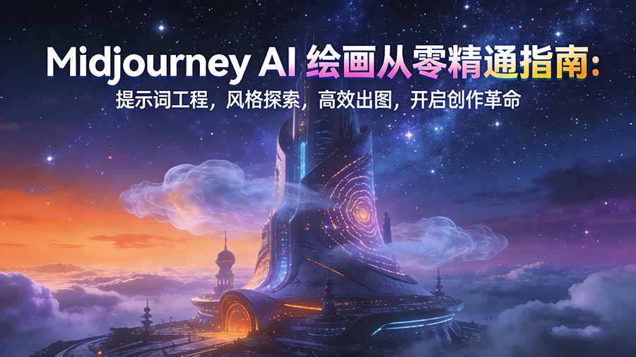 Midjourney AI绘画从零精通指南：提示词工程，风格探索，高效出图，开启创作革命-皮皮网创