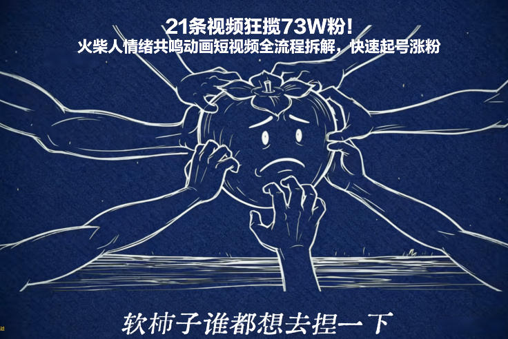 21条视频狂揽73W粉！火柴人情绪共鸣动画短视频全流程拆解，快速起号涨粉-皮皮网创
