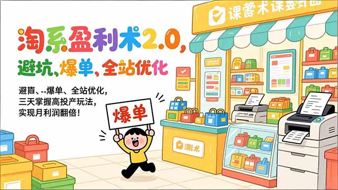 淘系盈利术2.0，避坑、爆单、全站优化，三天掌握高投产玩法，实现月利润翻倍！-皮皮网创