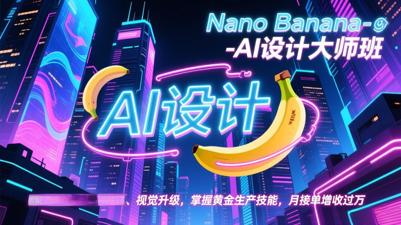 Nano Banana-AI设计大师班，修图合成、广告创作、视觉升级，掌握黄金生产技能，月接单增收过万-皮皮网创