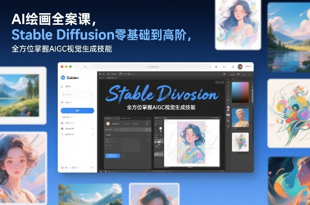 AI绘画全案课,Stable Diffusion零基础到高阶,全方位掌握AIGC视觉生成技能-皮皮网创