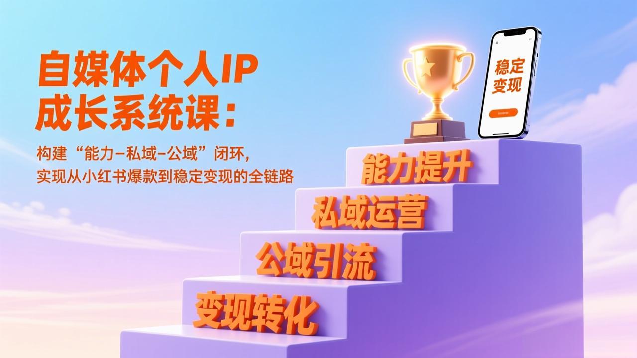 自媒体个人IP成长系统课:构建“能力-私域-公域”闭环,实现从小红书爆款到稳定变现的全链路-皮皮网创