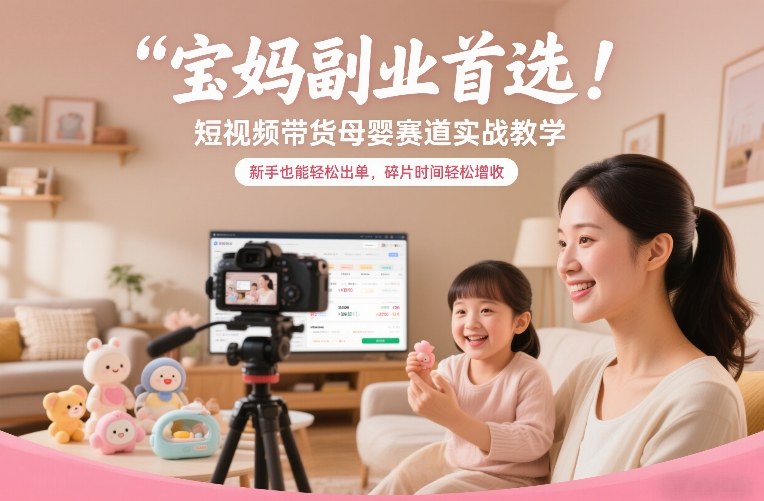 宝妈副业首选!短视频带货母婴赛道实战教学,新手也能轻松出单,碎片时间轻松增收-皮皮网创