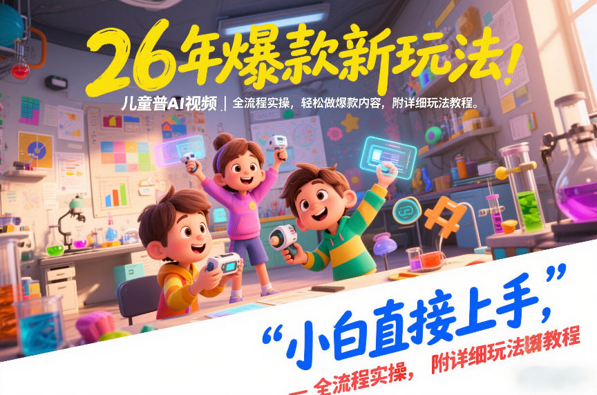 26年爆款新玩法，儿童科普AI视频，全流程实操，轻松做爆款内容，小白直接上手，附详细玩法教程-皮皮网创