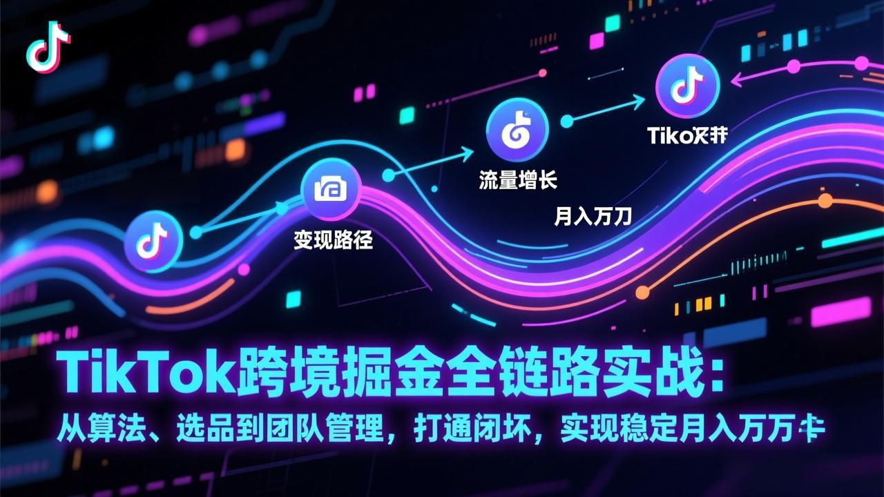 TikTok跨境掘金全链路实战：从算法、选品到团队管理，打通闭环，实现稳定月入万刀-皮皮网创
