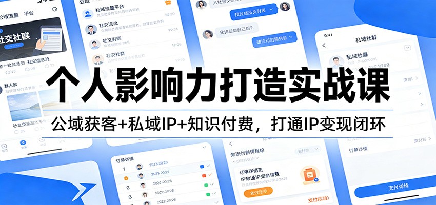个人影响力打造实战课：公域获客+私域IP+知识付费，打通IP变现闭环-皮皮网创