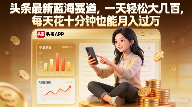头条最新蓝海赛道，一天轻松大几张，每天花十分钟也能月入过1W【揭秘】-皮皮网创