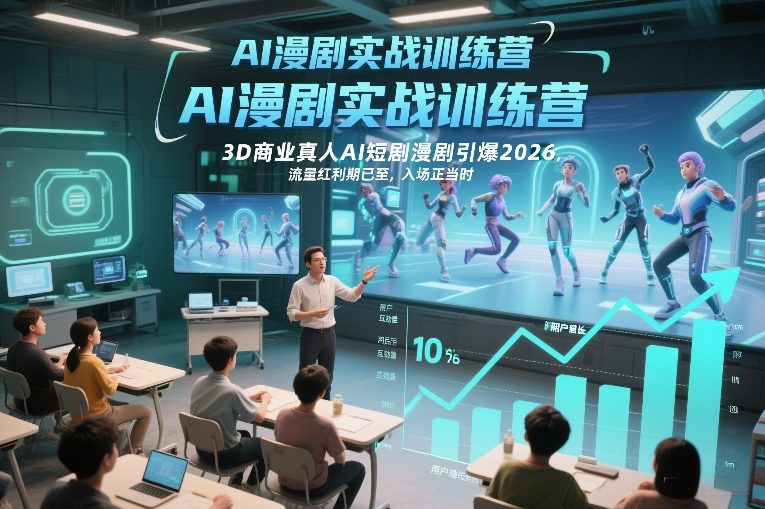 AI漫剧实战训练营,3D商业真人AI短剧漫剧引爆2026,流量红利期已至,入场正当时-皮皮网创