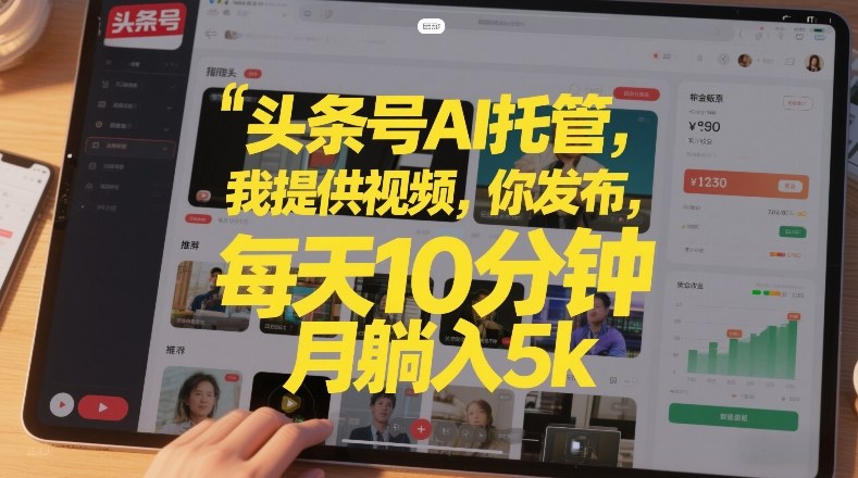 头条号AI托管，我提供视频，你发布，每天10分钟，月躺入5k+【揭秘】-皮皮网创