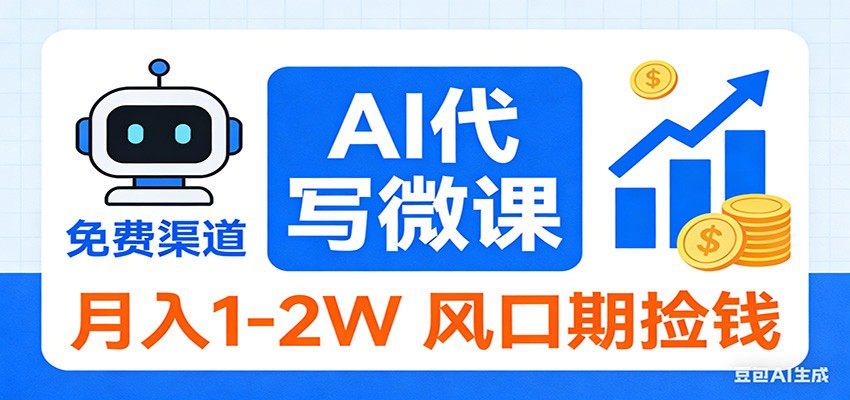2026告别打工!AI 代写微课,提供免费渠道,月入 1-2W 风口期捡钱-皮皮网创