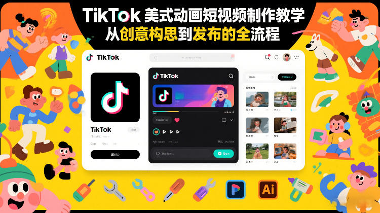 TikTok美式动画短视频制作教学,从创意构思到发布的全流程-皮皮网创