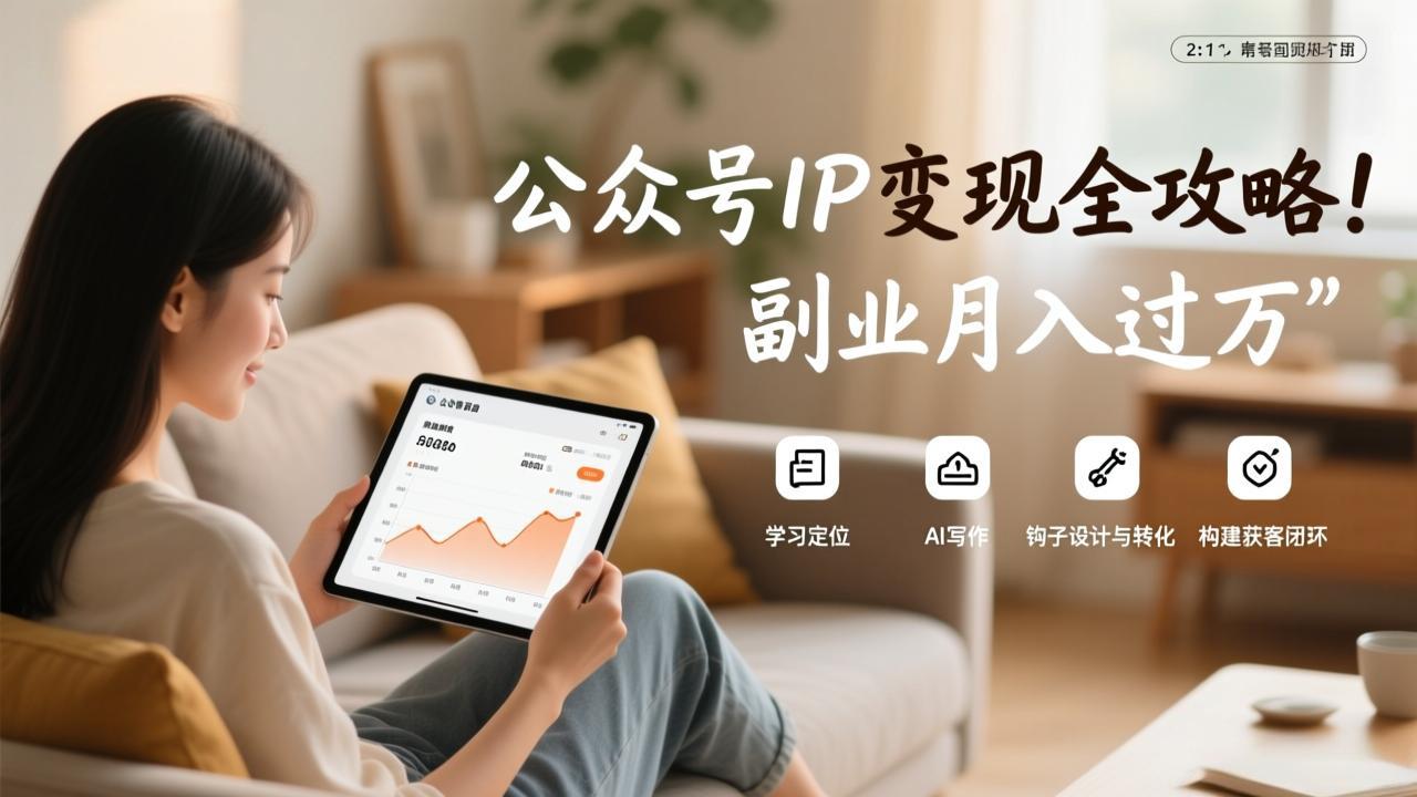 公众号IP变现全攻略，学习定位、AI写作、钩子设计与转化，构建获客闭环，副业月入过万-皮皮网创