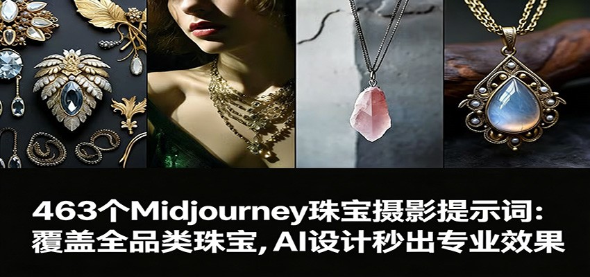 463个Midjourney珠宝摄影提示词:覆盖全品类珠宝,AI设计秒出专业效果-皮皮网创