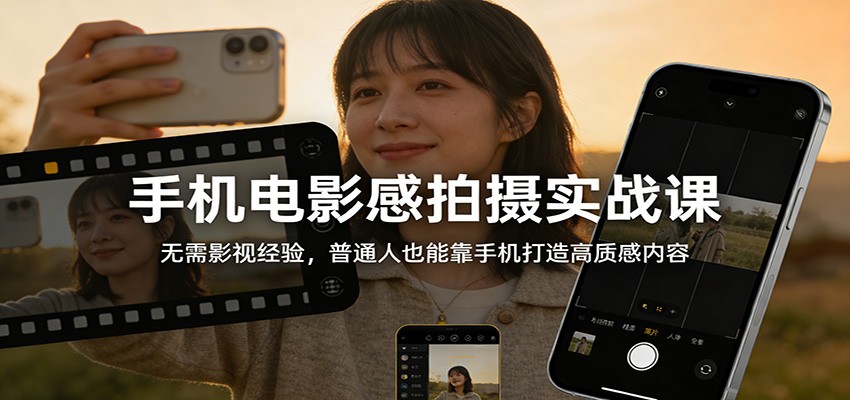 手机电影感拍摄实战课:无需影视经验,普通人也能靠手机打造高质感内容-皮皮网创