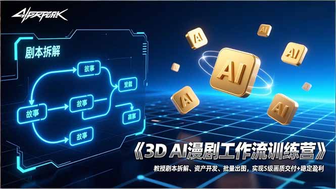 3D AI漫剧工作流训练营：教授剧本拆解、资产开发、批量出图，实现S级画质交付+稳定盈利-皮皮网创