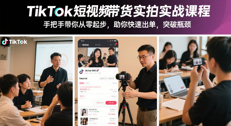 TikTok短视频带货实拍实战课程，手把手带你从零起步，助你快速出单，突破瓶颈-皮皮网创