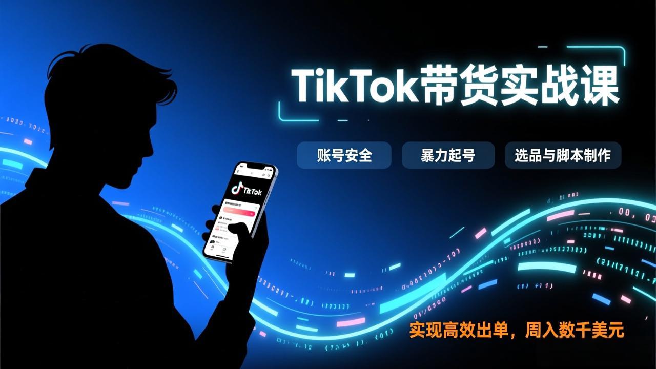 TikTok带货实战课，涵盖账号安全、暴力起号、选品与脚本制作，实现高效出单，周入数千美元-皮皮网创