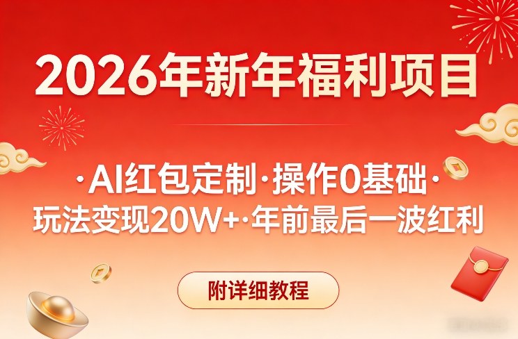 新年福利项目，AI红包定制，操作0基础，玩法变现20W+年前最后一波红利，附详细教程-皮皮网创