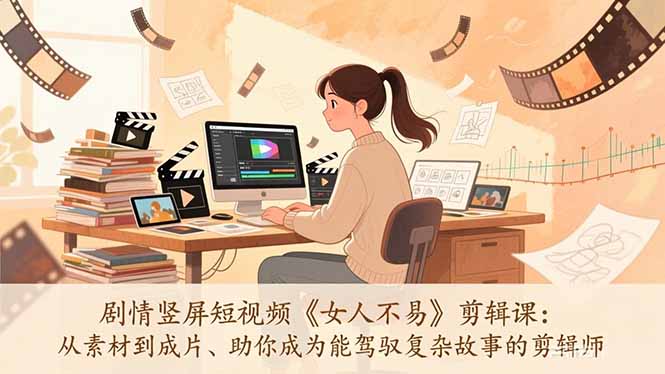 剧情竖屏短视频《女人不易》剪辑课：从素材到成片、助你成为能驾驭复杂故事的剪辑师-皮皮网创