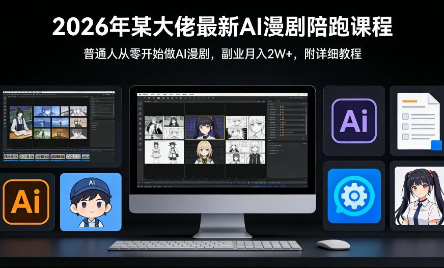 26年某大佬最新Ai漫剧陪跑课程，普通人从零开始做AI漫剧，副业月入2W+-皮皮网创