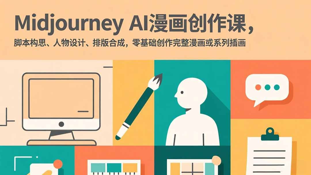 Midjourney AI漫画创作课,脚本构思、人物设计、排版合成,零基础创作完整漫画或系列插画-皮皮网创