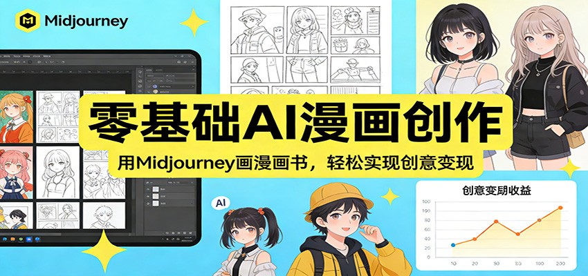 零基础AI漫画创作：用Midjourney画漫画书，轻松实现创意变现-皮皮网创