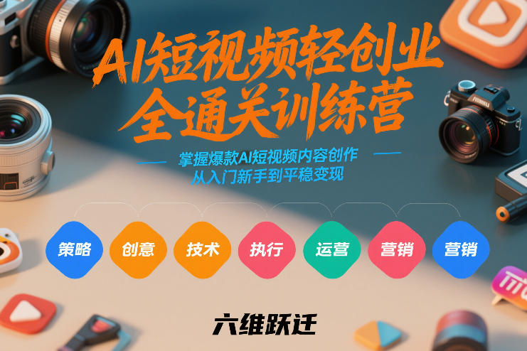 AI短视频轻创业全通关训练营，掌握爆款AI短视频内容创作，从入门新手到平稳变现的六维跃迁-皮皮网创
