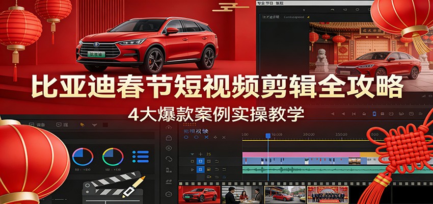 比亚迪春节短视频剪辑全攻略，4大爆款案例实操教学-皮皮网创